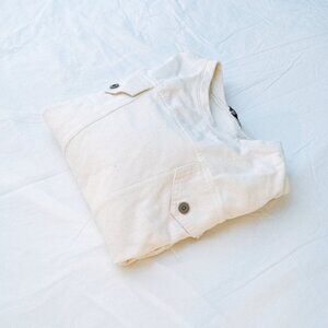 Cream, 100% cotton, denim pullover shirt